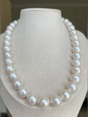 12mm Genuine White Pearl Strand Necklace - Timeless Women's Jewelry